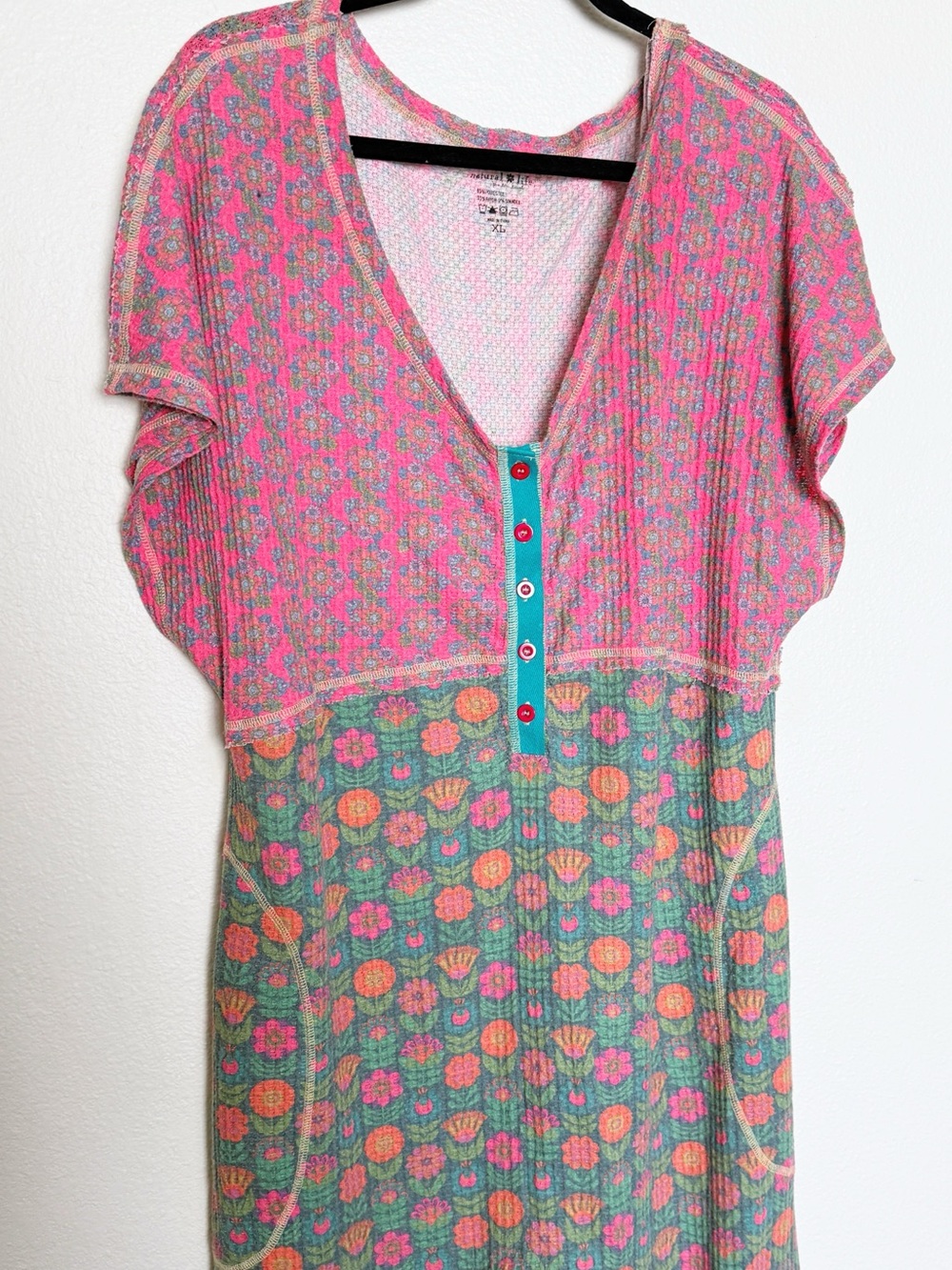 Natural Life Floral Oversized Lounge Onesie Jumpsuit Pockets XL - Picture 4 of 8